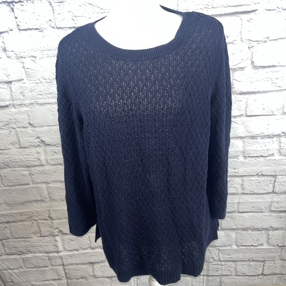 Talbots Women's Navy Casual Grandmacore Lightweight Pullover Sweater XL